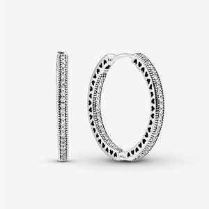Pandora Sparkle and Hearts Hoop Earrings- NWOT
